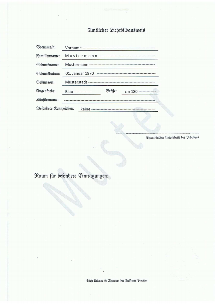 Heimatschein Freistaat Preußen Seite 2